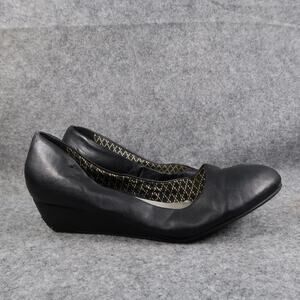 Madeline Stuart Shoes Womens 10W Wedge Ballet Flats Slip On Round Toe Black